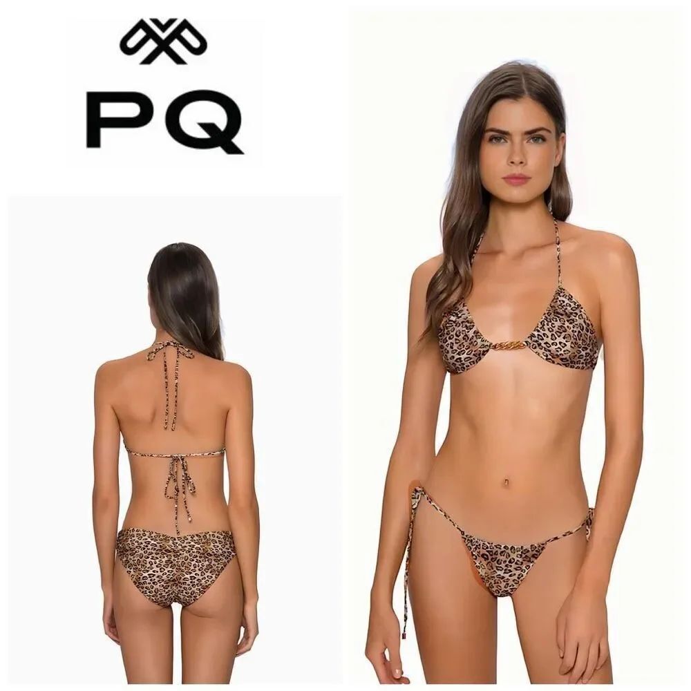 New. PQ leopard chain bikini set. Small. Retails$160.